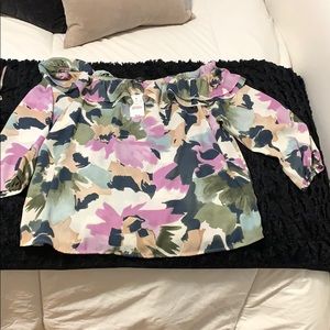 J Crew Off the shoulder watercolor top